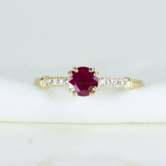 Natural Ruby and Diamonds Ring Round Ruby and Diamond Ring - 1982612-3