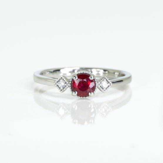 Unheated Ruby and Diamonds Ring in Yellow Gold - 1982614