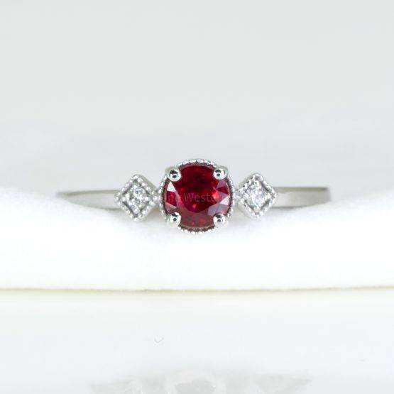Unheated Ruby and Diamonds Ring in Yellow Gold - 1982614-3