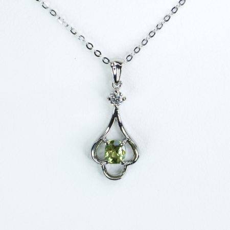 Natural Alexandrite Pendant Necklace in 18K White Gold