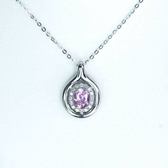 0.92ct Baby Pink Sapphire and Diamonds Pendant - 1982623