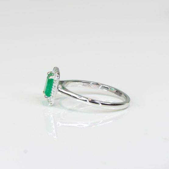 Colombian Emerald Halo Engagement Ring in 18K White Gold - 1982625-1