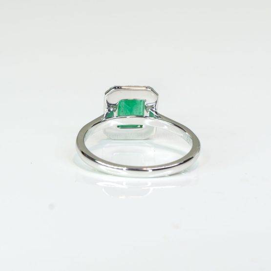 Colombian Emerald Halo Engagement Ring in 18K White Gold - 1982625