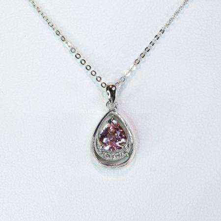 Natural Pink Sapphire Pendant in Platinum - 1982627-1