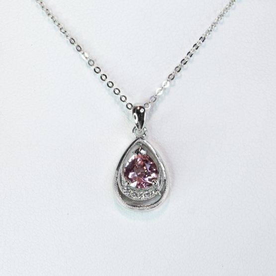 Natural Pink Sapphire Pendant in Platinum - 1982627-1
