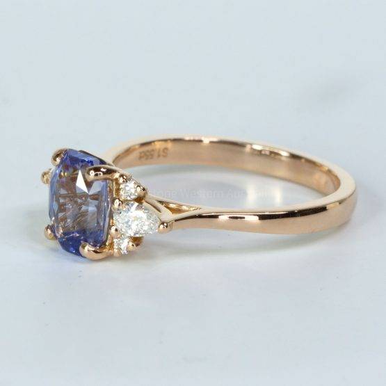 Unheated Sapphire and Diamonds Ring in 18K Rose Gold - 1982634-5