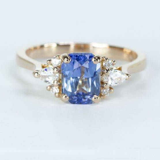 Unheated Sapphire and Diamonds Ring in 18K Rose Gold - 1982634-3