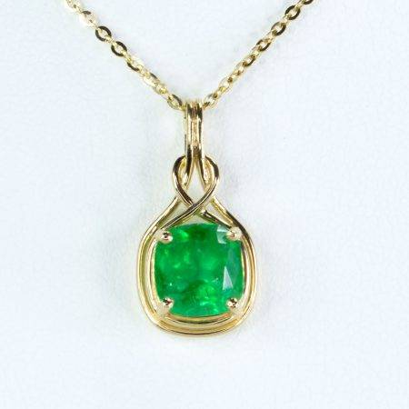 2.3ct Twits Design Emerald Pendant Necklace in 18K Gold - 1982638-1