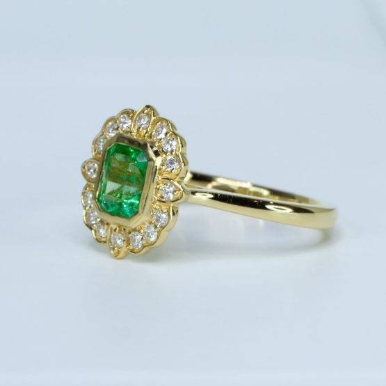 Emerald Cut Colombian Emerald Diamonds Ring