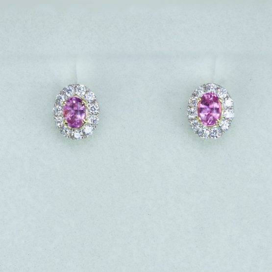 Pink Sapphire Earrings | Pink Sapphire Studs - 1982650