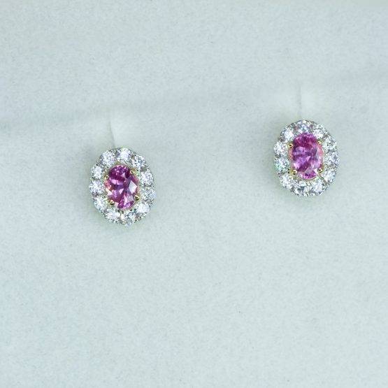 Pink Sapphire Earrings | Pink Sapphire Studs - 1982650-1