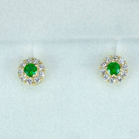 Colombian emerald earrings in 18K gold | Emerald Stud Earrings - 1982649