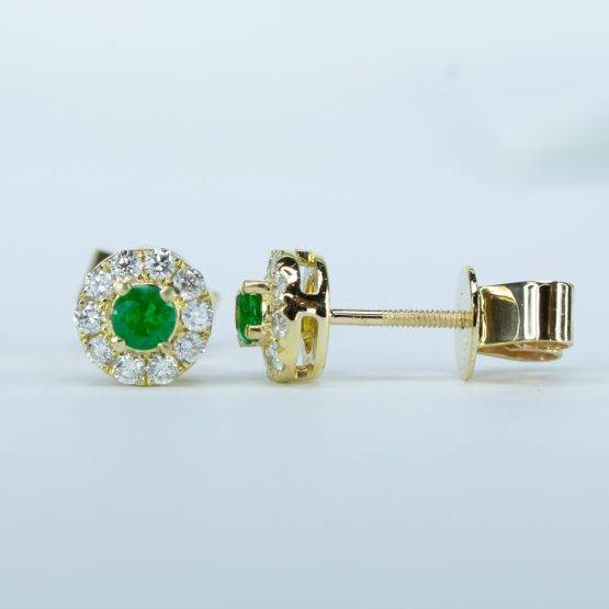 Colombian emerald earrings in 18K gold | Emerald Stud Earrings - 1982649-2
