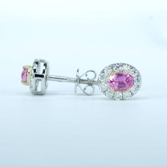 Pink Sapphire Earrings | Pink Sapphire Studs - 1982650-2