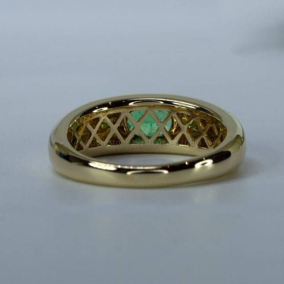 Yellow Gold Dome Statement Ring with Natural Emerald - 1982651-1