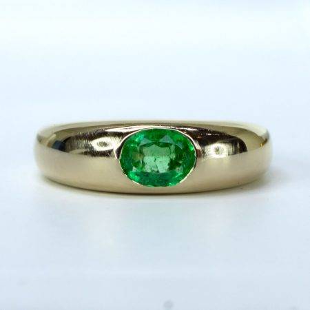 Yellow Gold Dome Statement Ring with Natural Emerald - 1982651-3