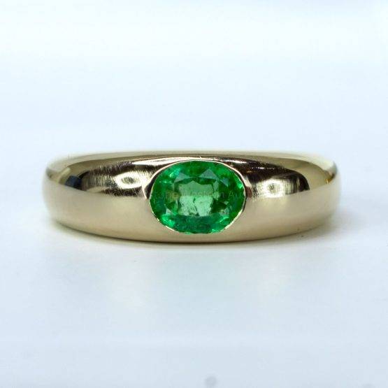 Yellow Gold Dome Statement Ring with Natural Emerald - 1982651-3