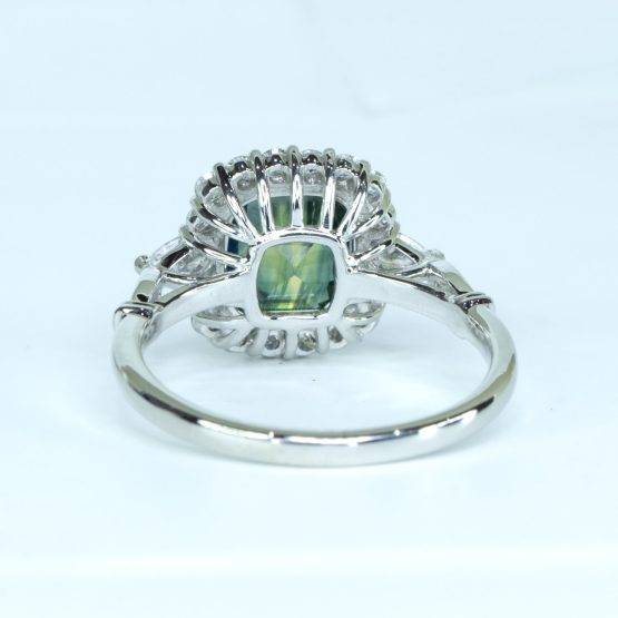 3.13ct Natural Unheated Bluish Green Sapphire Ring in Platinum - 1982652-2