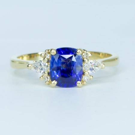1.5ct Natural Blue Sapphire and Diamonds Ring - 1982653