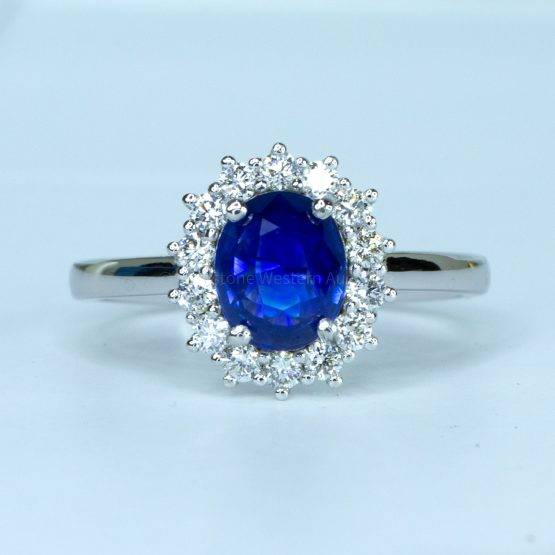 1.8ct Natural Blue Sapphire Diamonds Ring – Princess Diana-Inspired Ring - 1982654