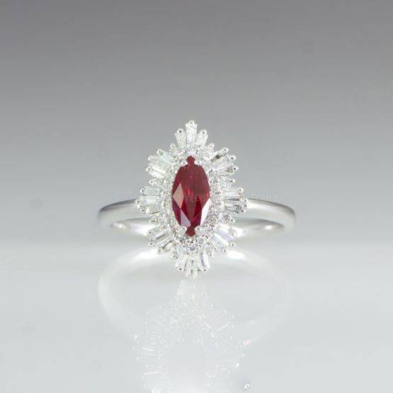 Art Deco Unheated Vivid Red Ruby and Diamonds Ring - 1982301-3