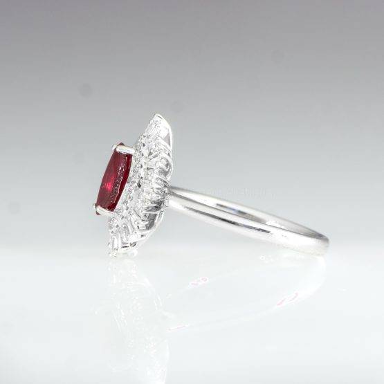 Art Deco Unheated Vivid Red Ruby and Diamonds Ring - 1982301-5