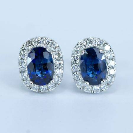 1.3ct Natural Sapphire and Diamond Studs in 18K Gold - 1982656-1