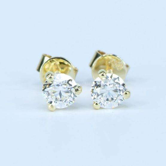 1.0 carats Round Diamond Stud Earrings in 18K Yellow Gold - 1982660
