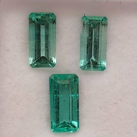 2.54 ct 3 Pieces Emerald Cut Natural Colombian Emeralds Loose Gemstones