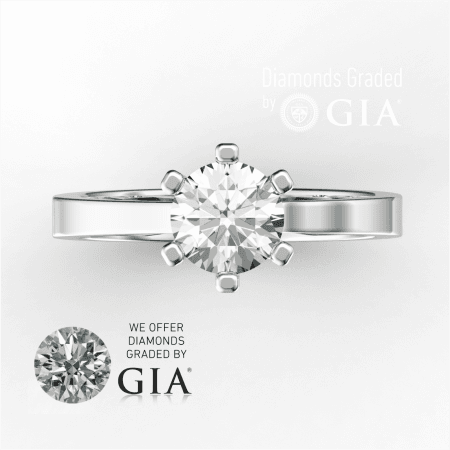 1 Carat E VVS1 Round Diamond Engagement Ring in Platinum GIA Certified