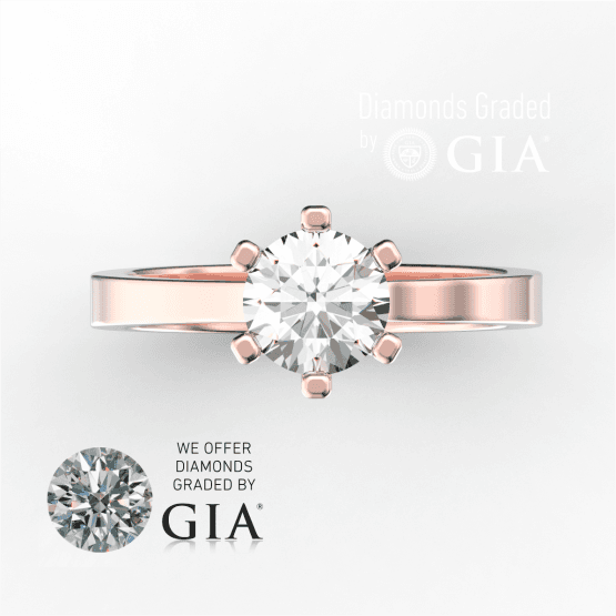 1 Carat G VS1 Round Diamond Engagement Ring in 18k Rose Gold GIA Certified