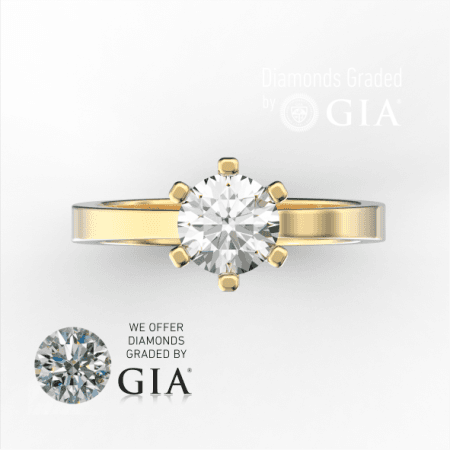 1 Carat G VS1 Round Diamond Engagement Ring in 18k Gold GIA Certified