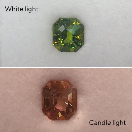 front view of 0.64 ct Natural Alexandrite Loose Gemstone Emerald Cut