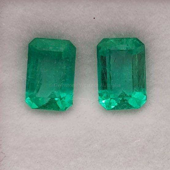 3.33 ct Natural Colombian Emeralds Loose Gemstones Pair Emerald Cut