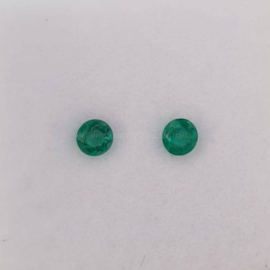 0.15 ct Natural Colombian Emeralds Round Loose Gemstones Pair