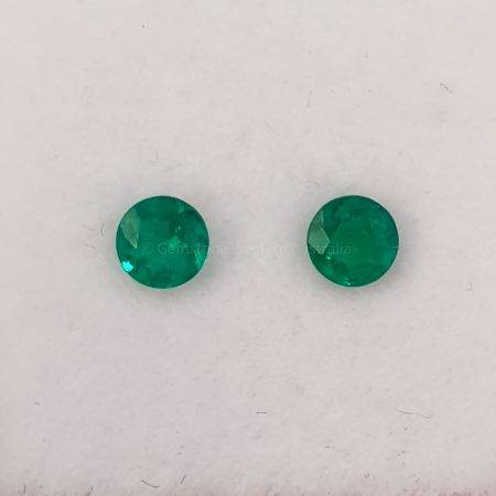 0.28 ct Natural Colombian Emeralds Round Loose Gemstones Pair