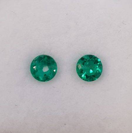 0.34 ct Natural Colombian Emeralds Round Loose Gemstones Pair