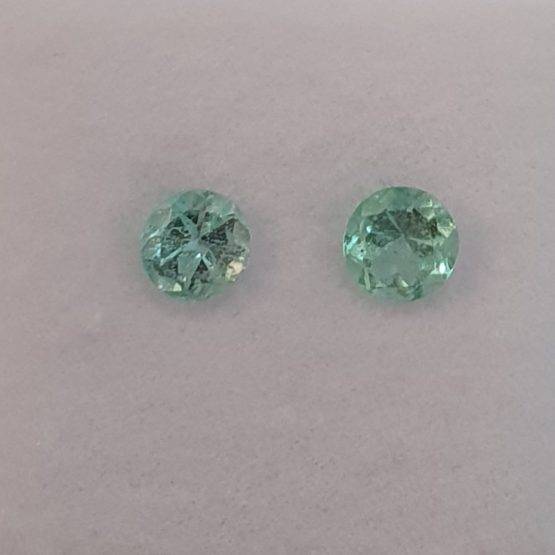 0.61 ct Natural Colombian Emeralds Round Loose Gemstones Pair