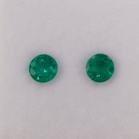 0.39 ct Natural Colombian Emeralds Round Loose Gemstones Pair