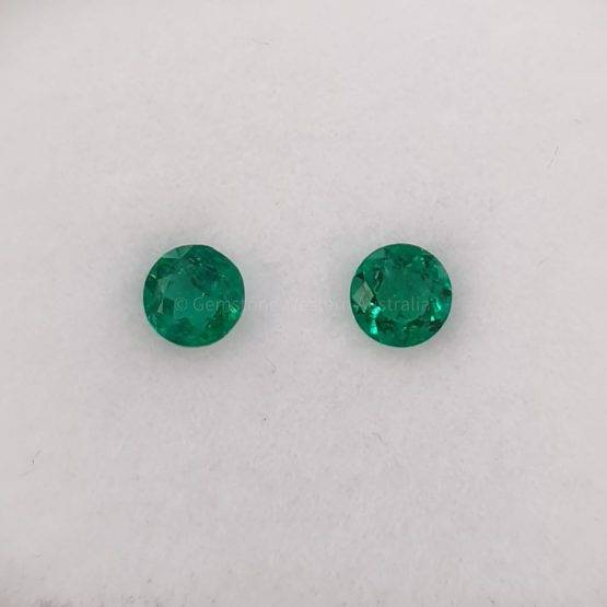 0.25 ct Natural Colombian Emeralds Round Loose Gemstones Pair