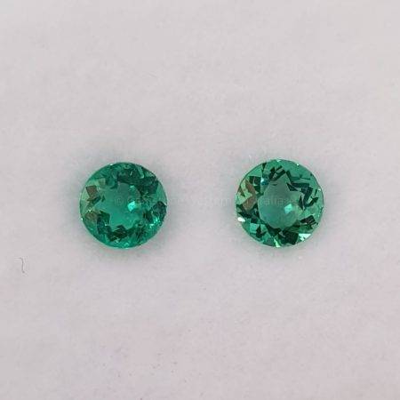 0.32 ct Pair of Natural Colombian Emeralds Round Loose Gemstones