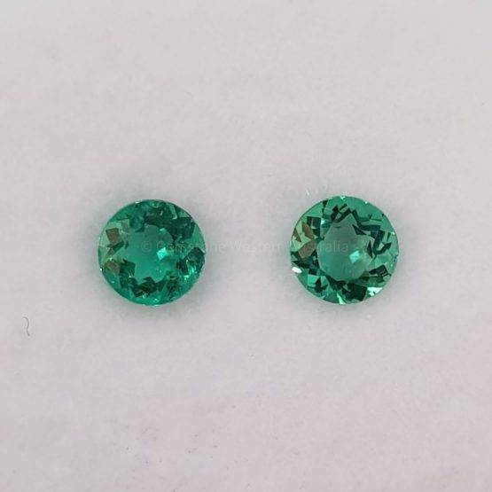 0.32 ct Pair of Natural Colombian Emeralds Round Loose Gemstones
