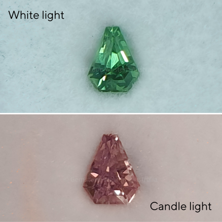 front view of 0.37 ct Natural Alexandrite Loose Gemstone Shield Fancy Cut