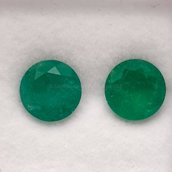 2.94 ct Natural Colombian Emeralds Round Loose Gemstones Pair