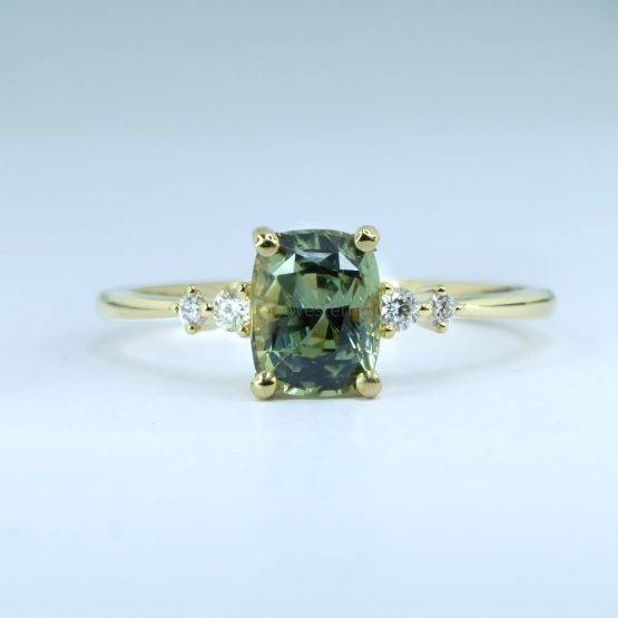 Dainty Teal Sapphire Ring in 18K Yellow Gold - 1982667-3