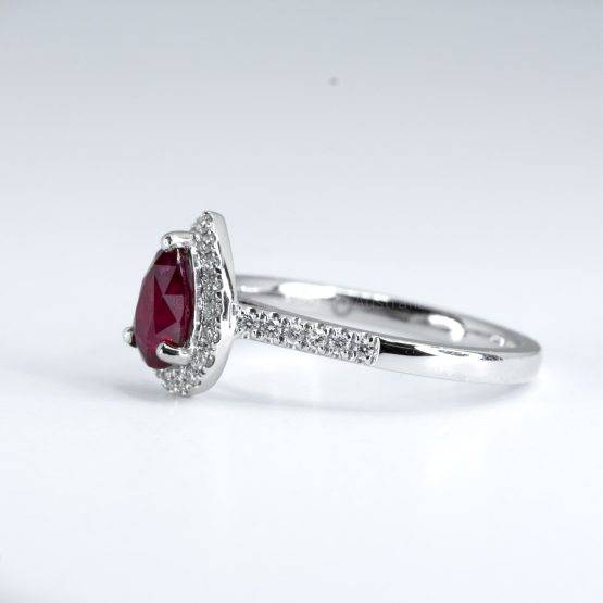 Natural Unheated Ruby and Diamonds Halo Ring in Platinum 950 - 1982678-3