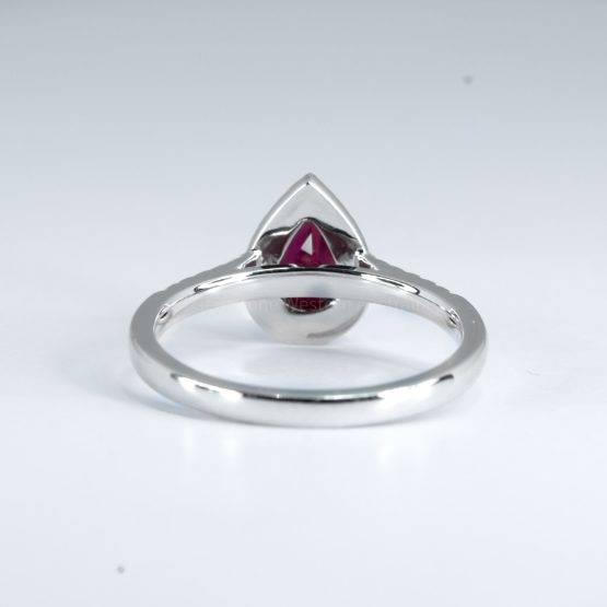 Natural Unheated Ruby and Diamonds Halo Ring in Platinum 950 - 1982678-4