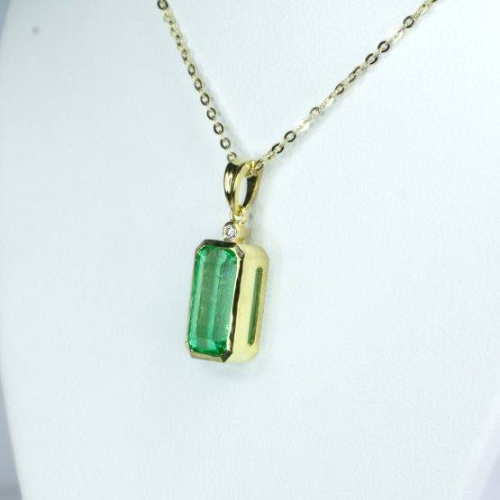 2.70ct Emerald cut Pendant | Colombian Emerald Pendant - 1982681-2