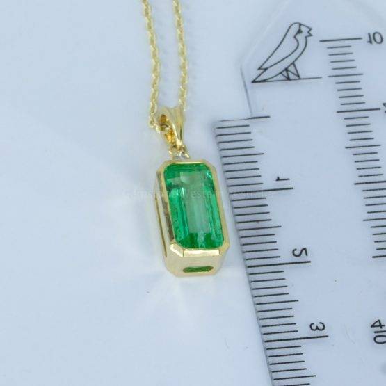 2.70ct Emerald cut Pendant | Colombian Emerald Pendant - 1982681-3