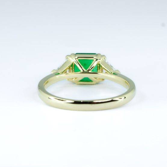 Emerald Cut Emerald Ring | Colombian Emerald and Trillion Cut Diamonds Ring - 1982683-2